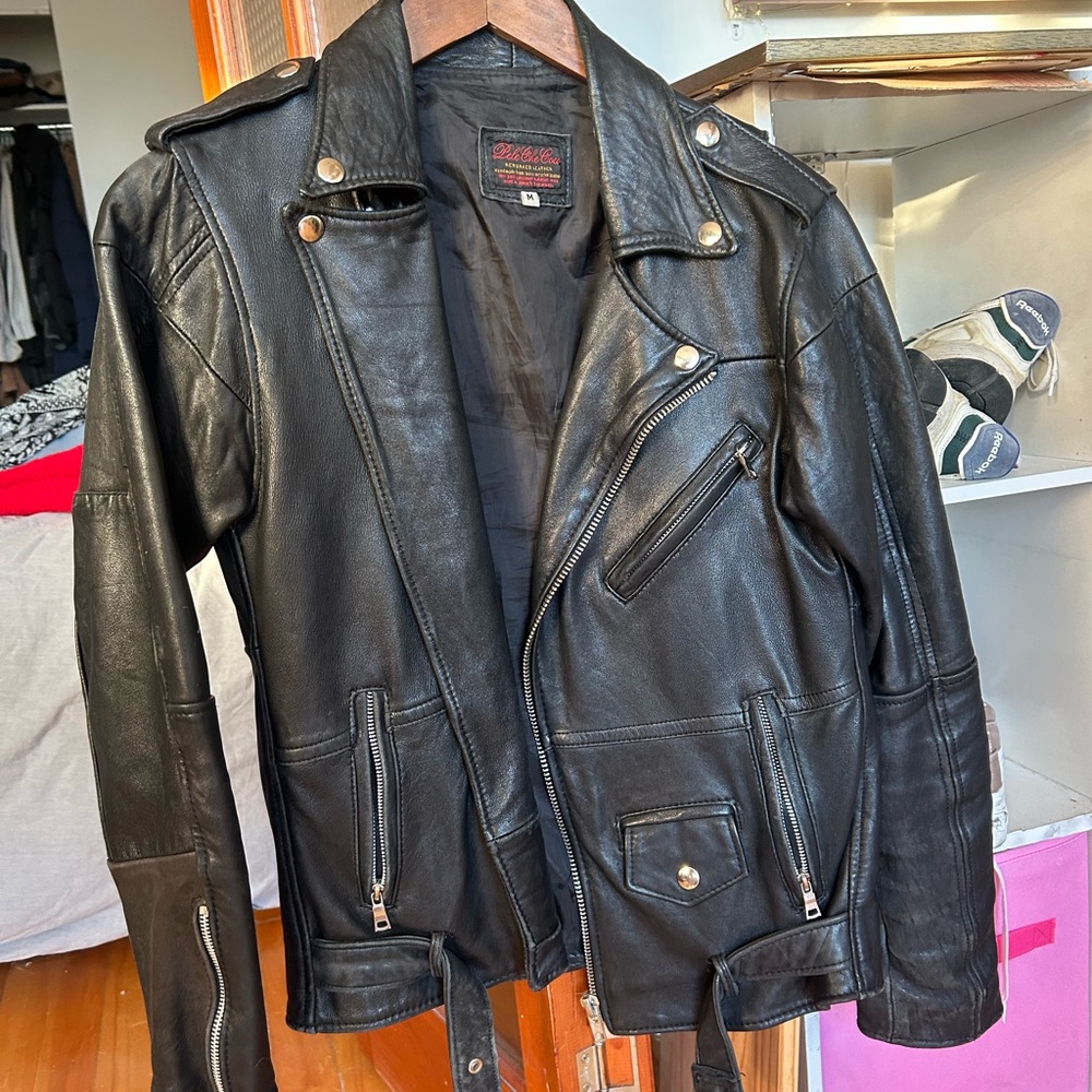 Brooks Black Leather Biker Jacket